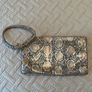 Hobo Sable Wristlet, Printed Leather, Golden Snake, 10 in x 6 in